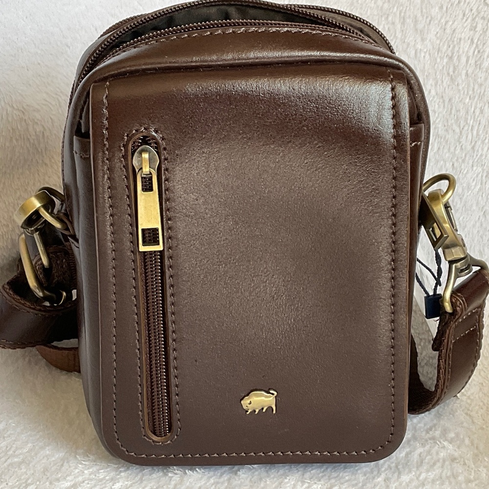Buffalo David Bitton Brown Leather Crossbody Bag